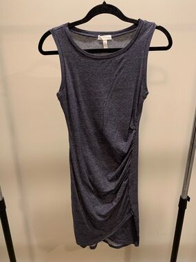 Leith Heather Navy Short Sleeve Crewneck Dress